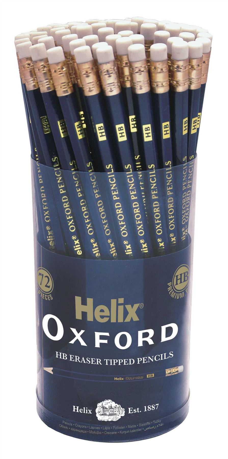 Helix Oxford Eraser Tipped HB Grade Graphite Pencils x72 Pack