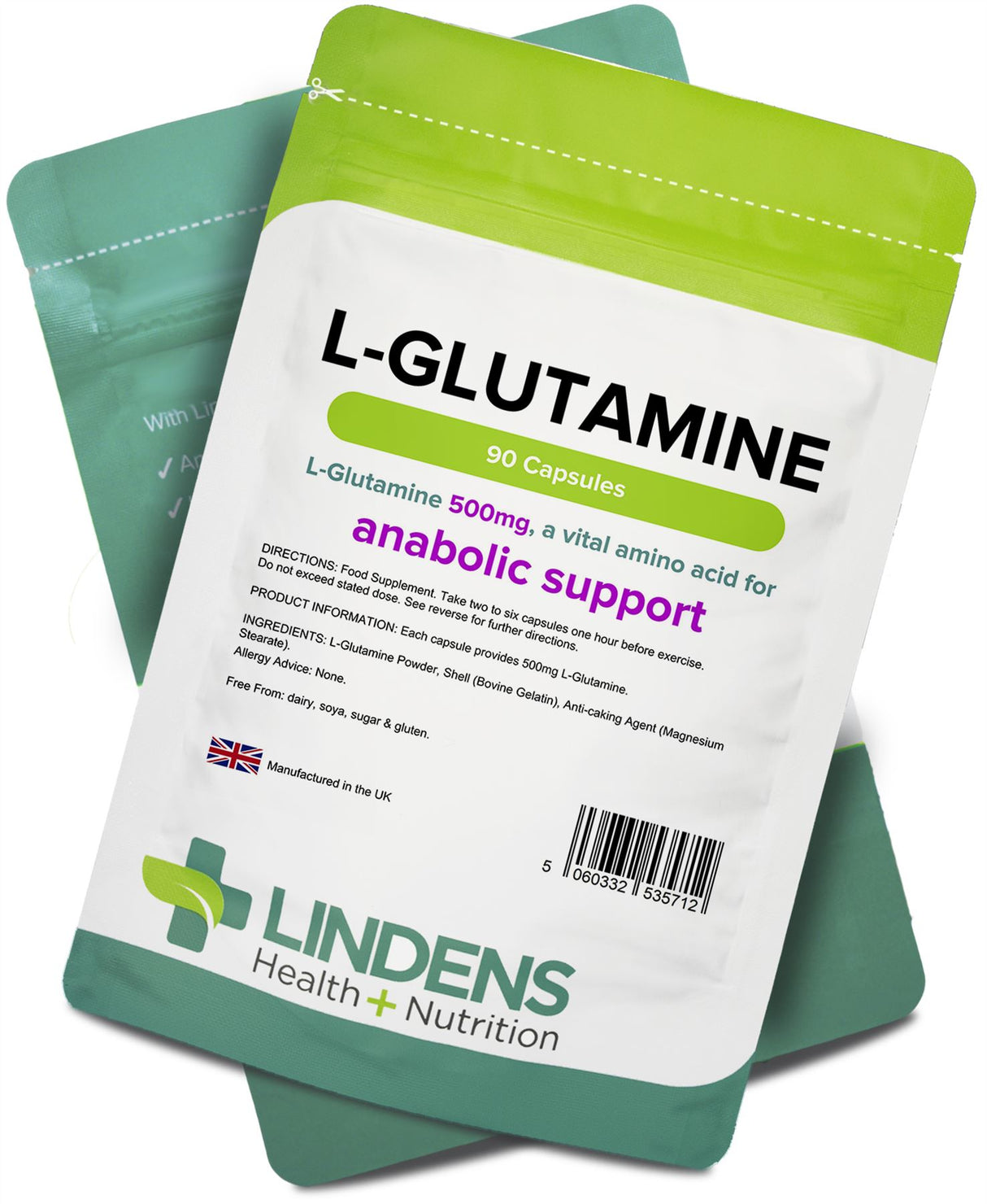 Lindens L-Glutamine 500mg - 90 Capsules