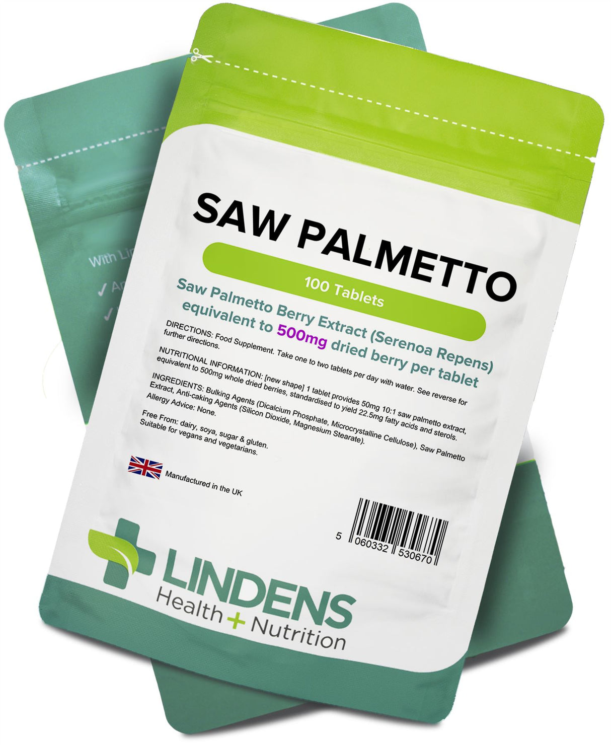 Lindens Saw Palmetto 500mg - 100 Tablets