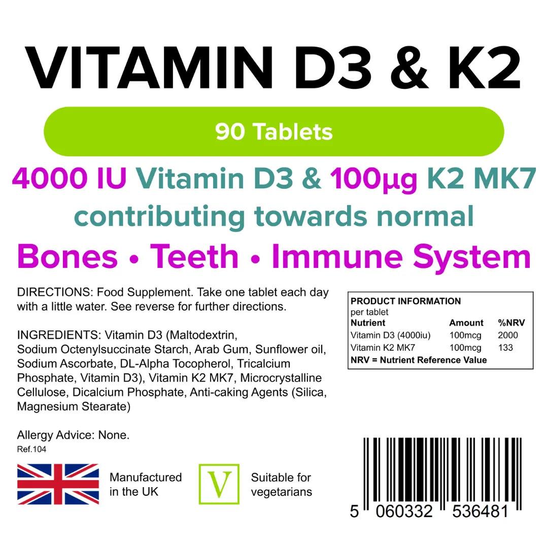 Lindens Vitamin D3 4000IU & K2 - 90 Tablets