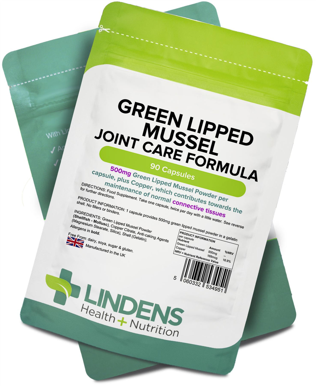 Lindens Green Lipped Mussel 500mg - 90 Capsules