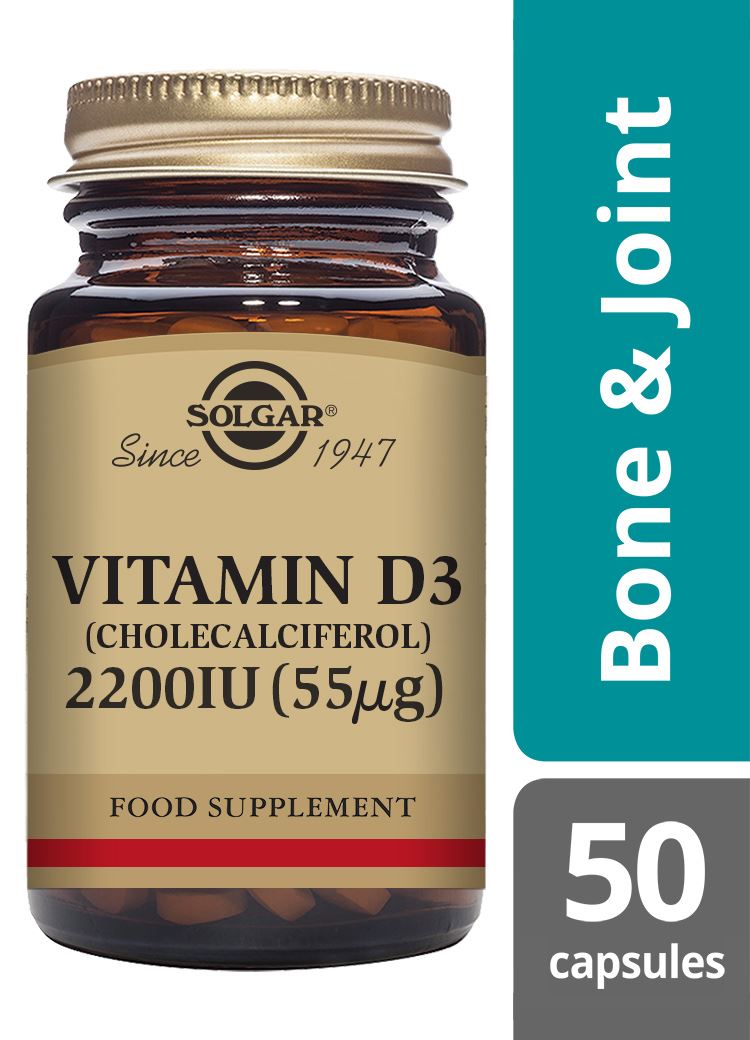 Solgar Vitamin D3 (Cholecalciferol) 2200 IU (55 µg) - 50 Vegicaps