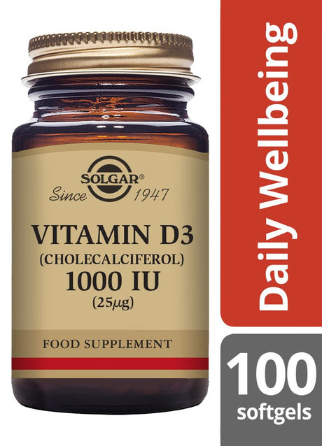 Solgar Vitamin D3 1000 IU (25 µg) - 100 Softgels