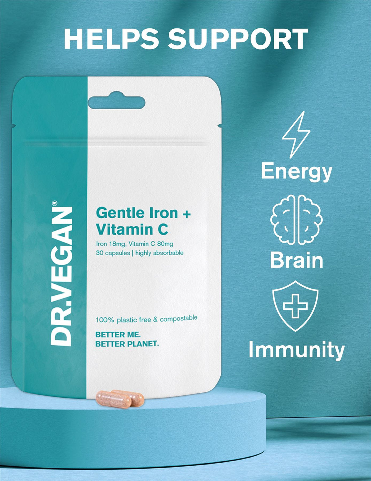 Dr. Vegan Gentle Iron & Vitamin C - 30 Capsules