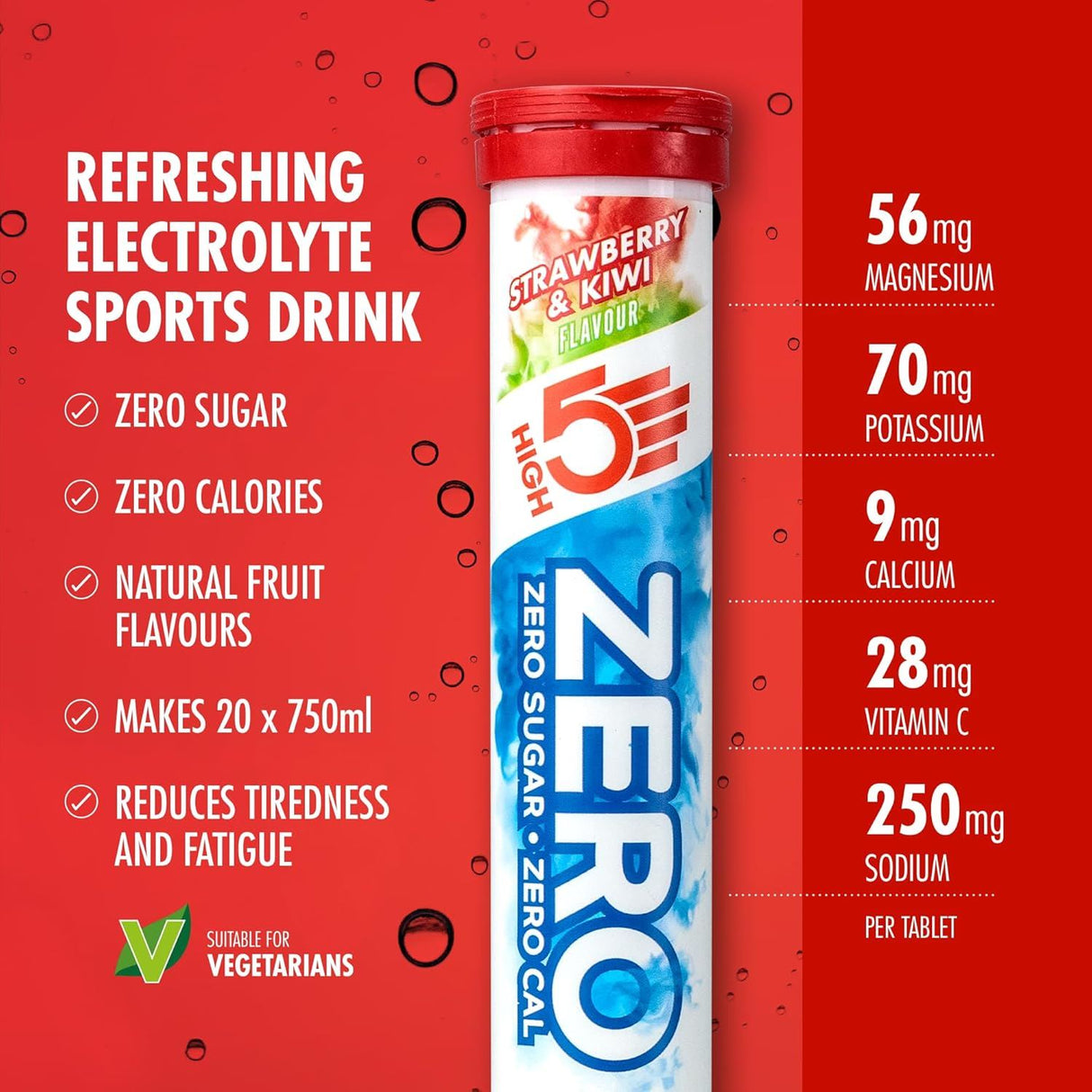 High 5 Zero Electrolyte Sports Hydration Drink - 20 Tablets- All Flavours - Pack of 8