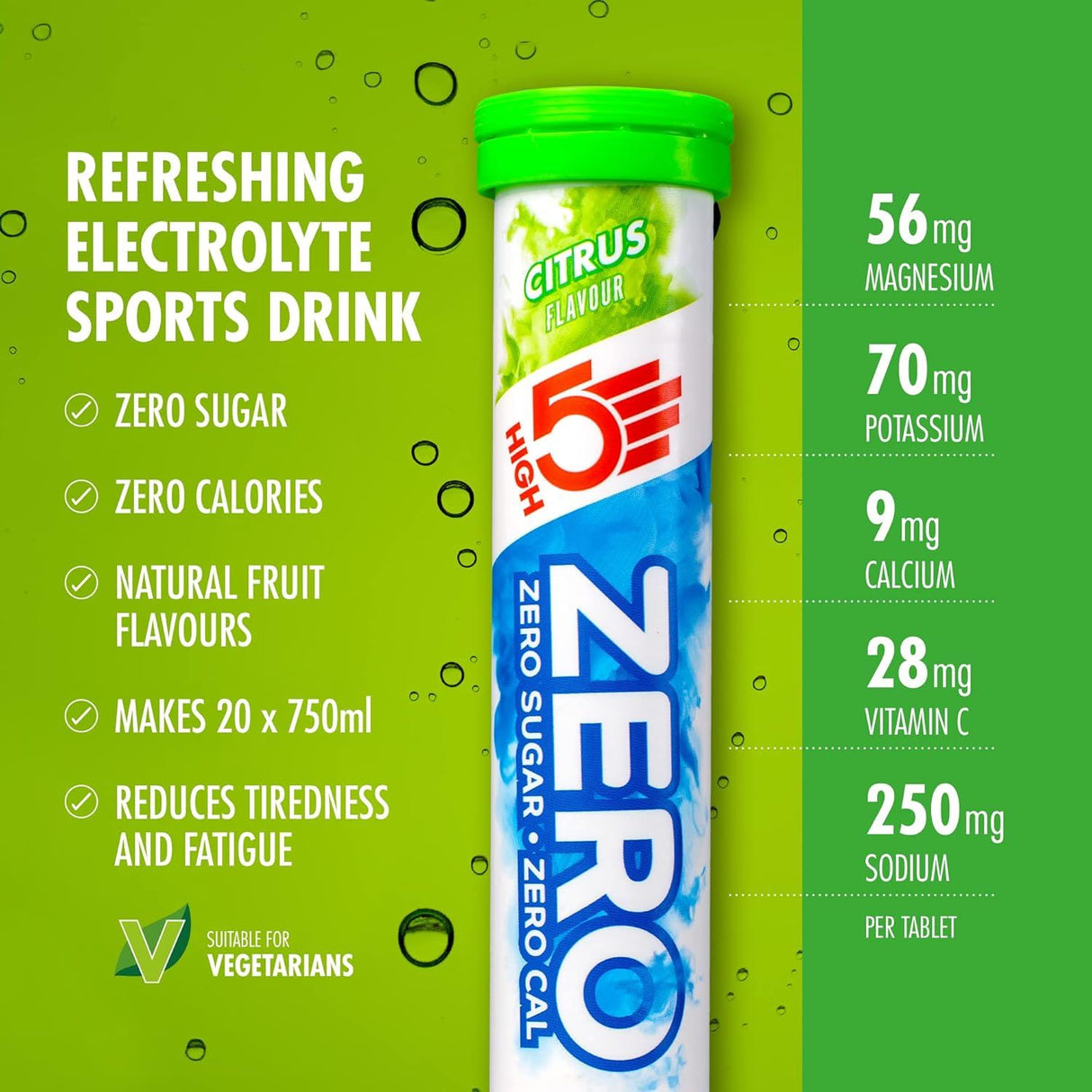 High 5 Zero Electrolyte Sports Hydration Drink - 20 Tablets- All Flavours