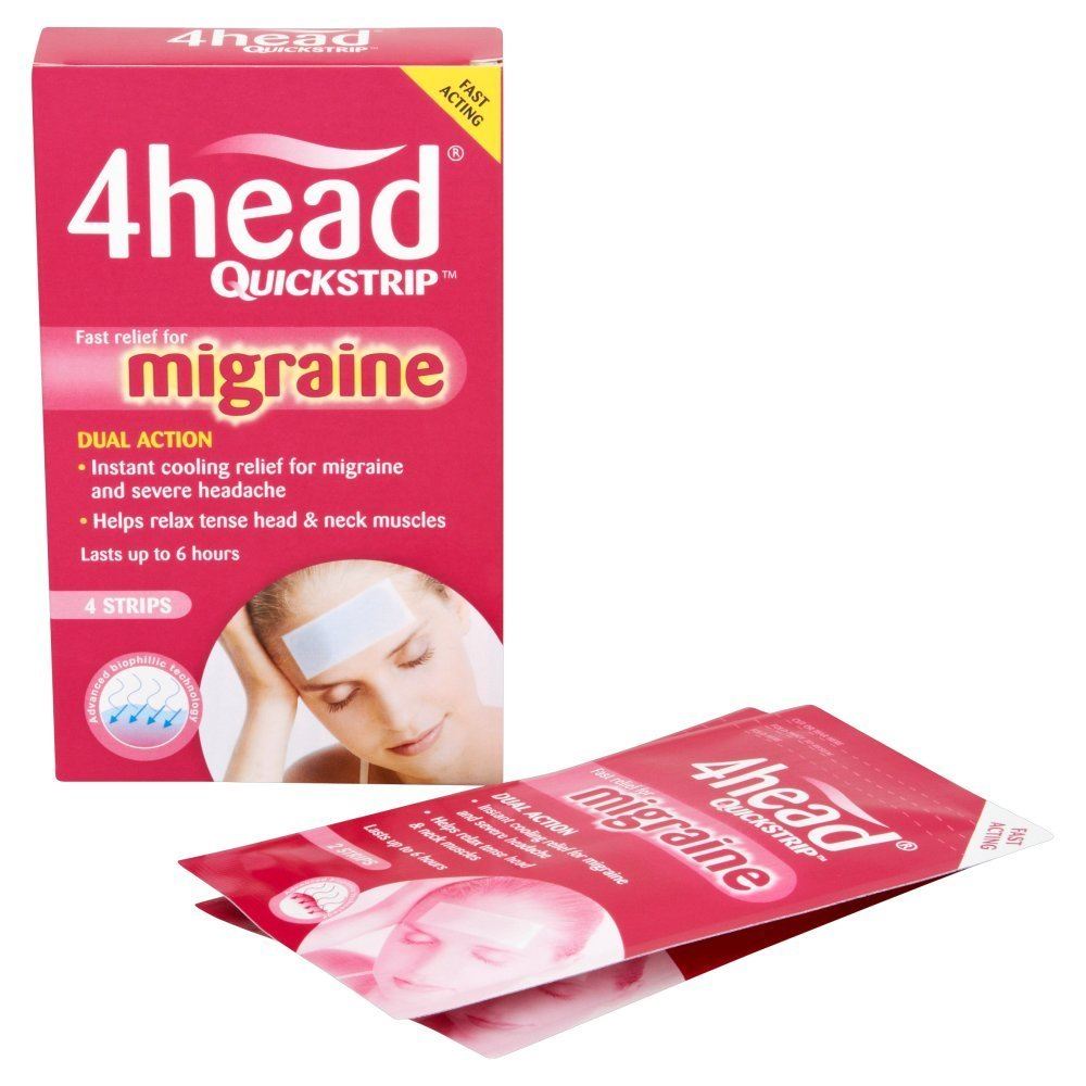 4head Quickstrip Cooling Strips Headache & Migraine Relief - 4 Strips