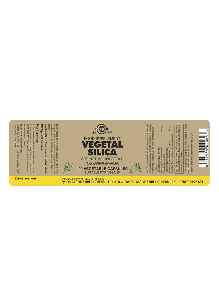 Solgar Vegetal Silica - 100 Vegicaps