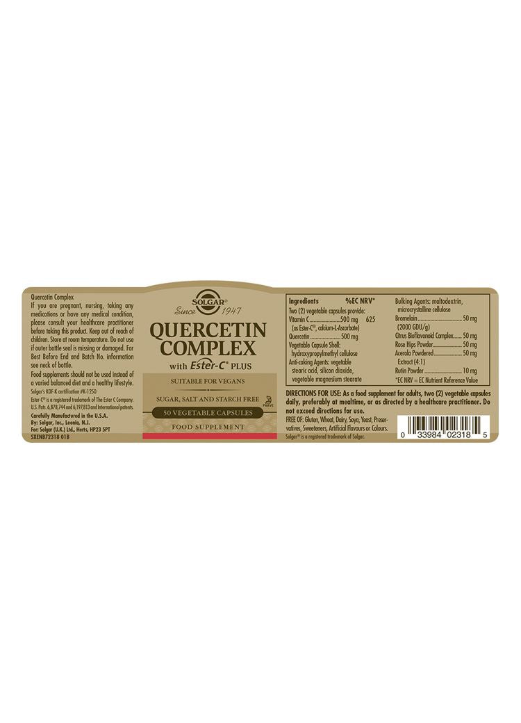 Solgar Quercetin Complex with Ester-C Plus - 50 Vegicaps