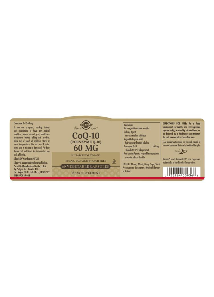 Solgar CoQ-10 (Coenzyme Q-10) 60 mg - 60 Vegicaps