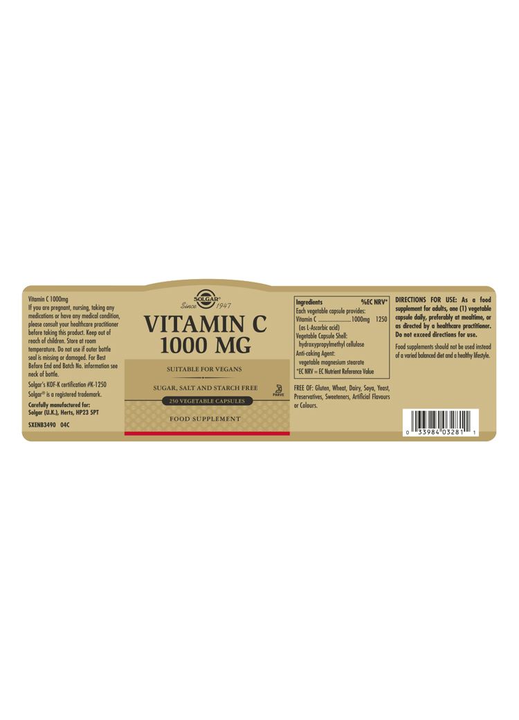 Solgar Vitamin C 1000 mg - 250 Vegicaps