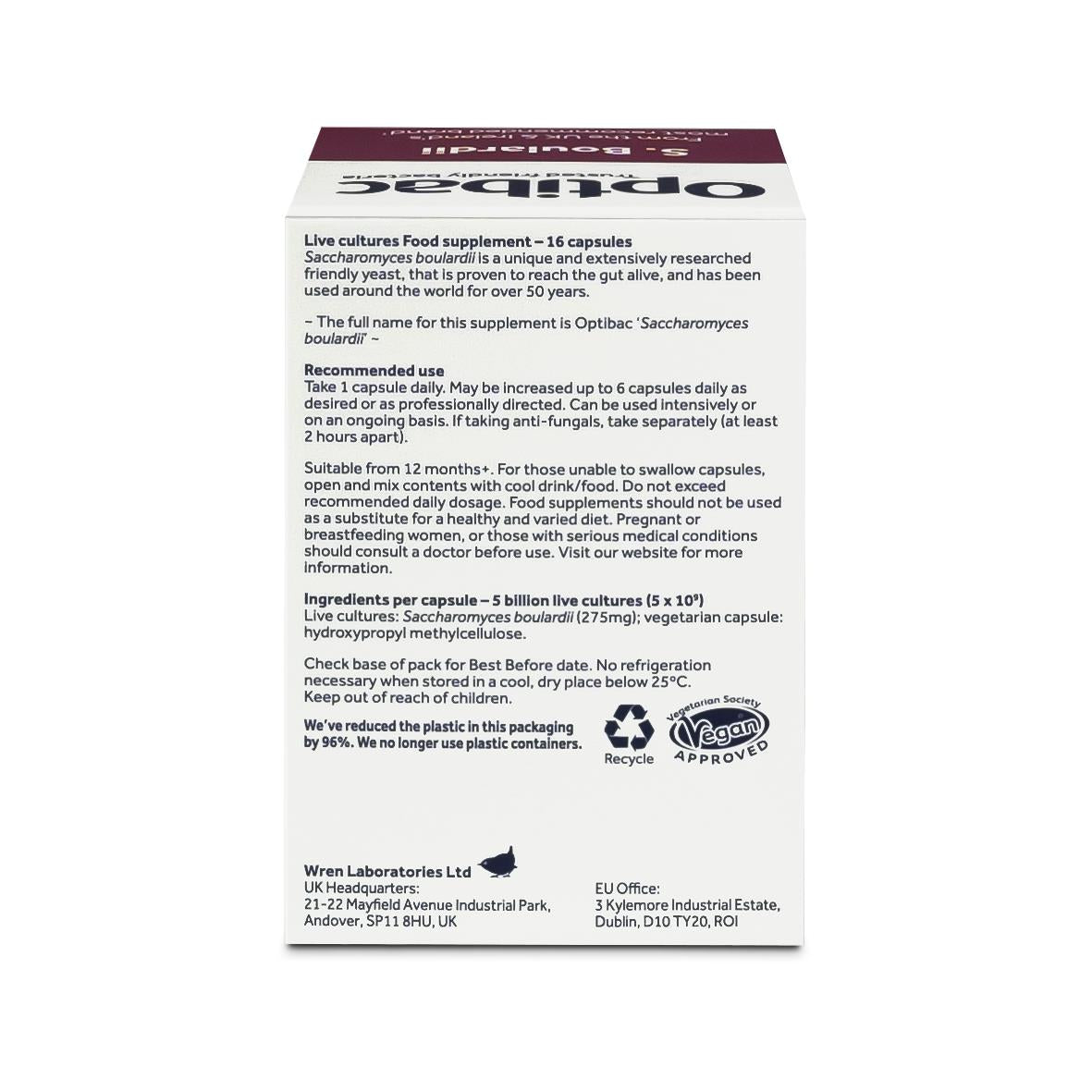 OptiBac Probiotics | Saccharomyces Boulardii | 16 - 80 Capsules