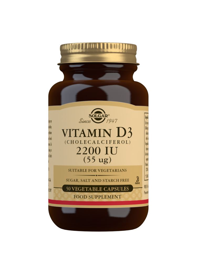 Solgar Vitamin D3 (Cholecalciferol) 2200 IU (55 µg) - 50 Vegicaps