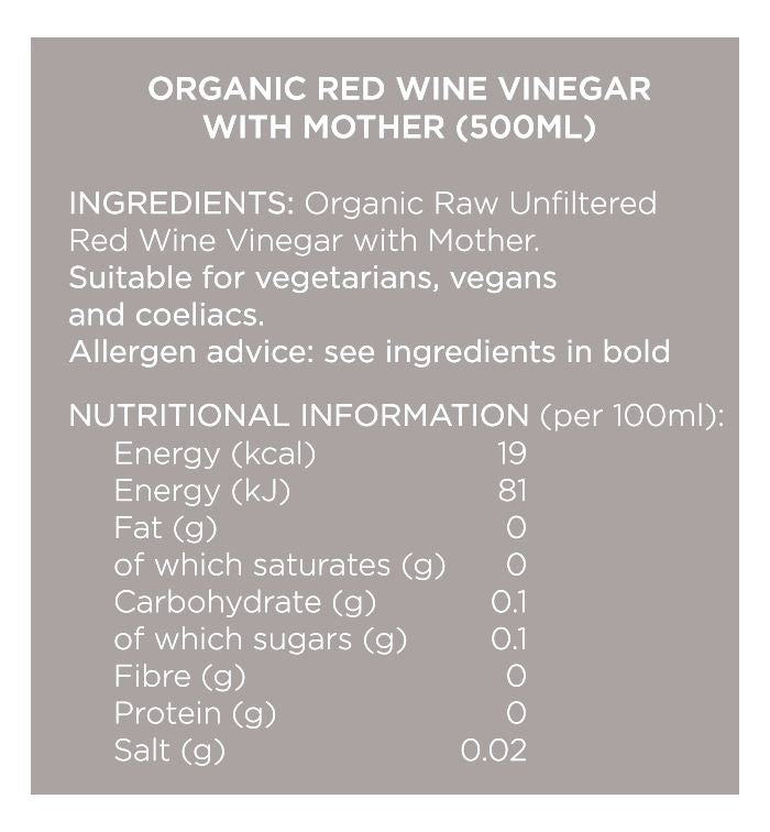 Rayner's Organic Red Wine Vinegar With Mother - 500ml