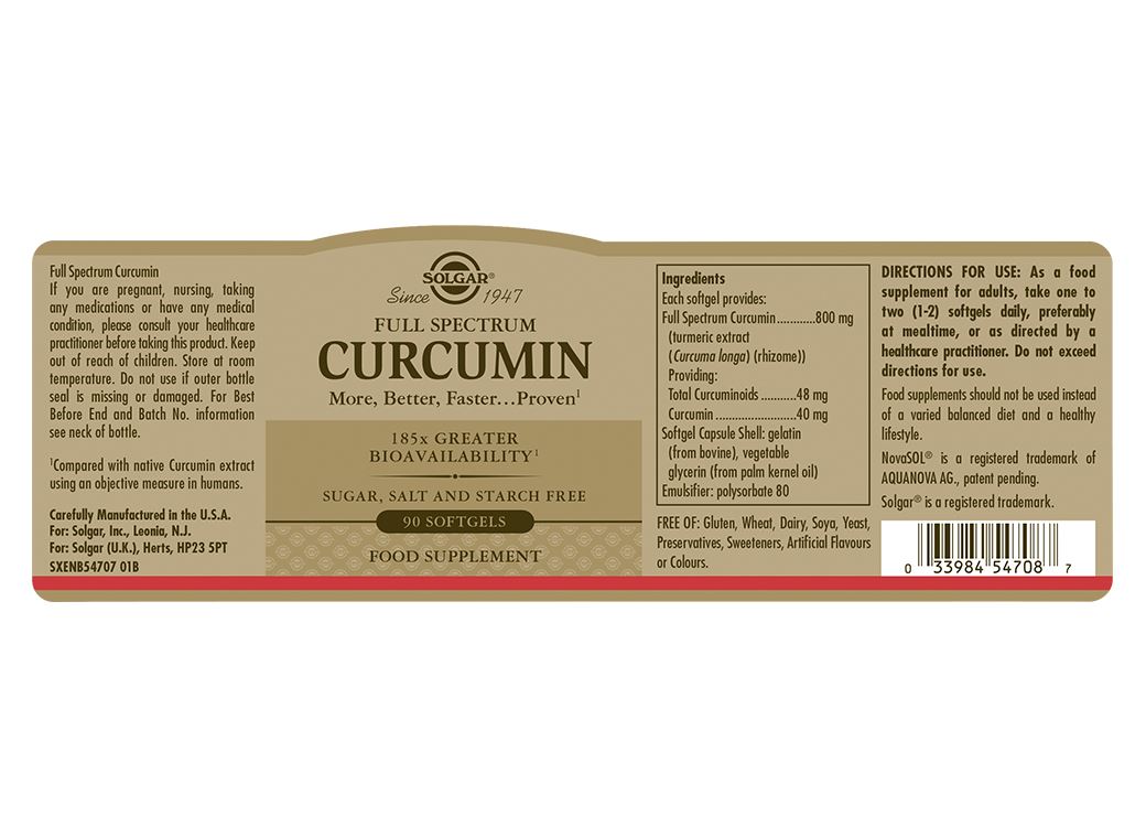 Solgar Full Spectrum Curcumin 185x - 90 Softgels