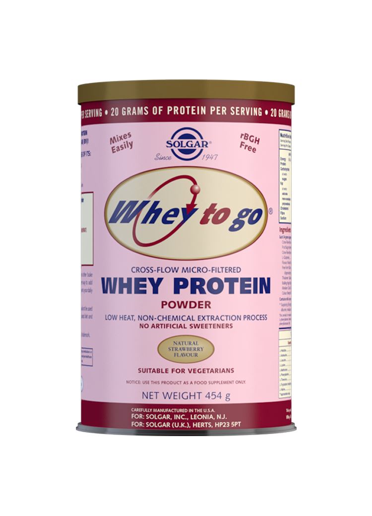 Solgar Whey To Go Natural Strawberry Flavour Protein Powder - 454 g