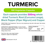 Lindens Turmeric and Black Pepper - 500mg Curcumin - 100 Capsules