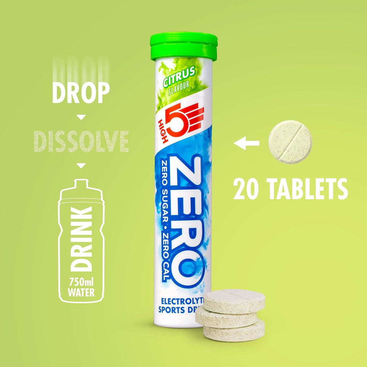 High 5 Zero Electrolyte Sports Hydration Drink - 20 Tablets- All Flavours