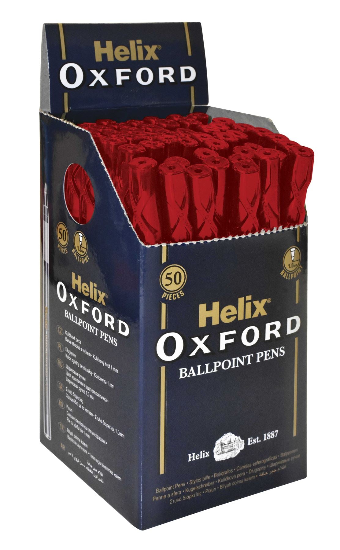 Helix Oxford Ballpoint Pens x50 Pack - Red