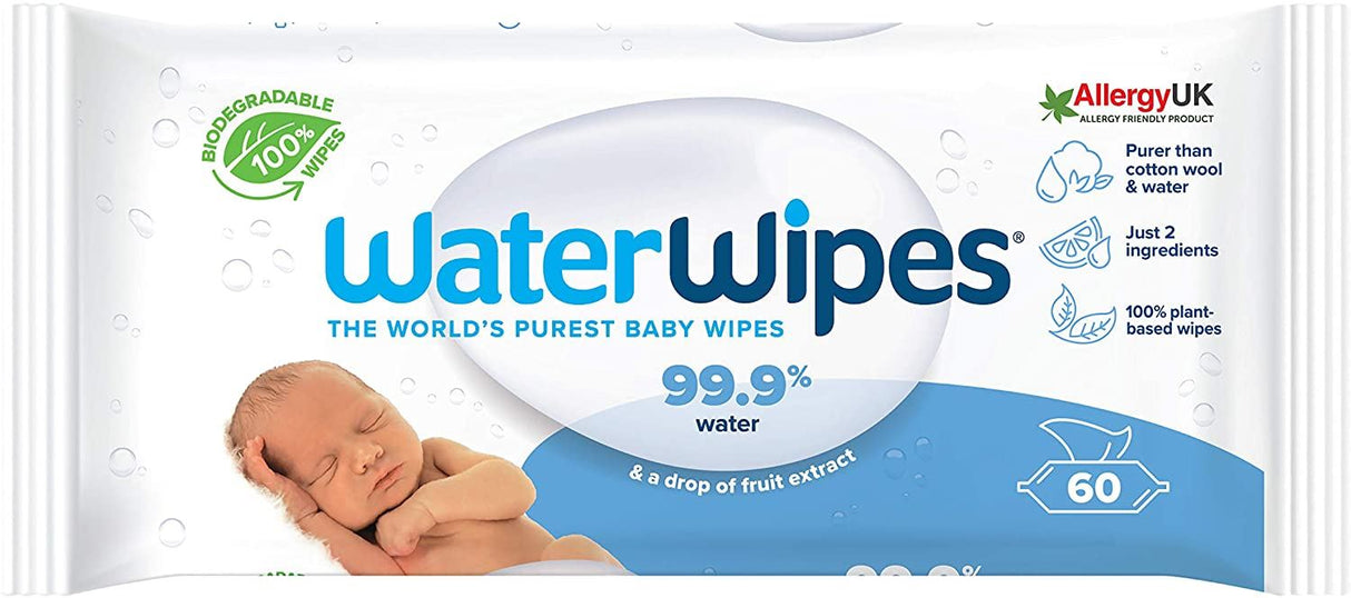 WaterWipes Baby Wipes - 1 Pack of 60 Wet Wipes