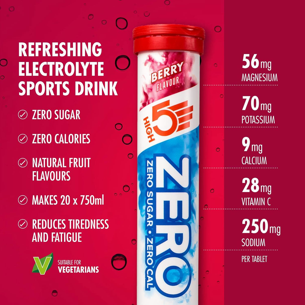 High 5 Zero Electrolyte Sports Hydration Drink - 20 Tablets- All Flavours - Pack of 8