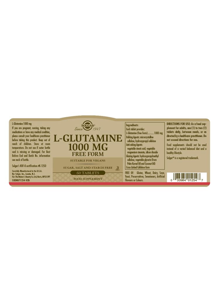 Solgar L-Glutamine 1000 mg - 60 Tablets