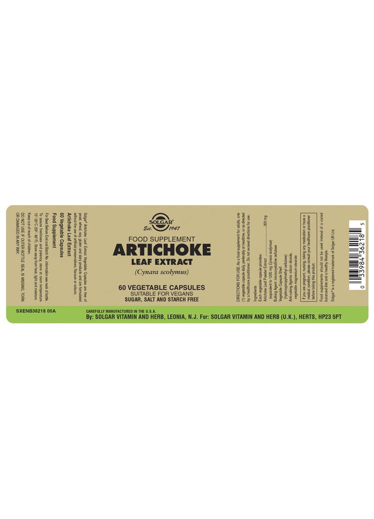 Solgar Artichoke Leaf Extract 300 mg - 60 Vegicaps