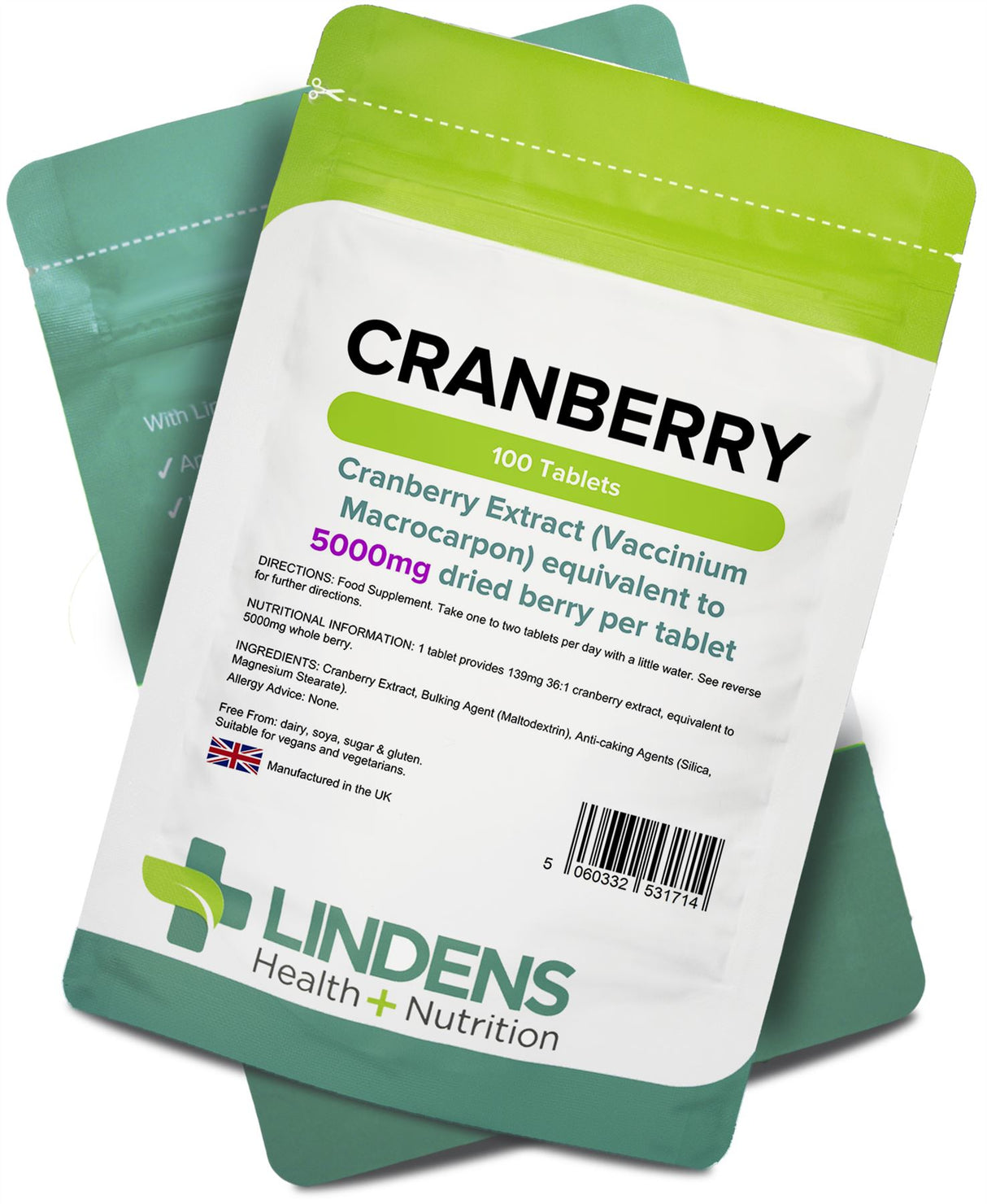 Lindens Cranberry Juice 5000mg - 100 Tablets