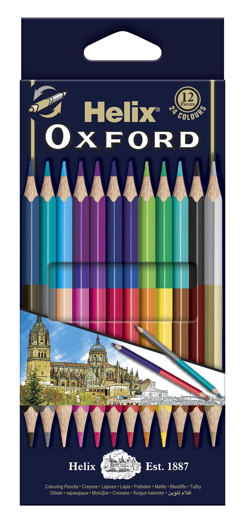 Helix Oxford 7" Colouring Pencils Duo Tip x12 Pack