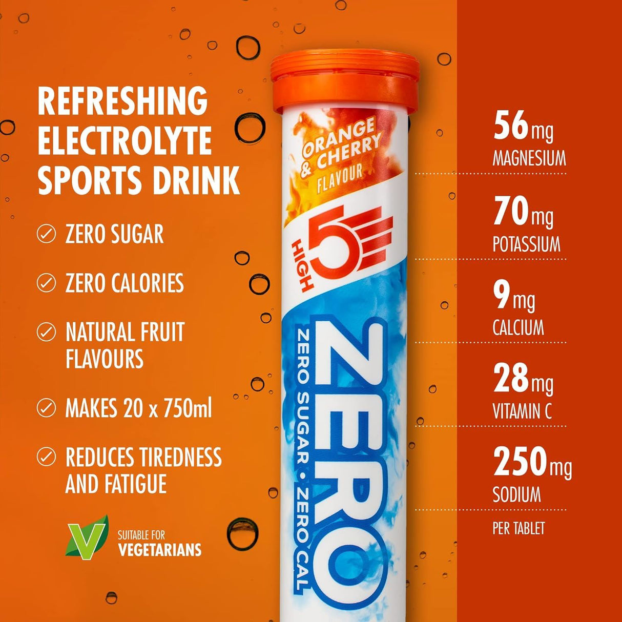 High 5 Zero Electrolyte Sports Hydration Drink - 20 Tablets- All Flavours - Pack of 8