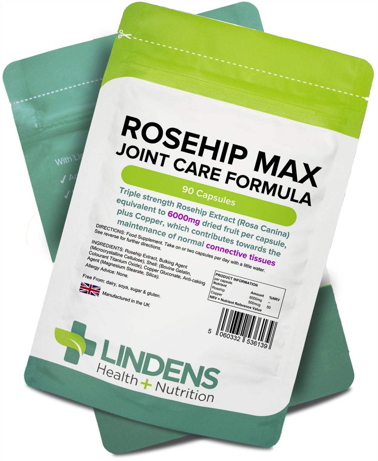 Lindens Rosehip Max Jointcare Formula 6000mg - 90 Capsules