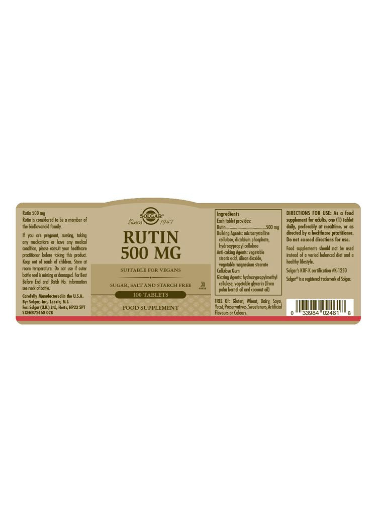 Solgar Rutin 500 mg - 100 Tablets