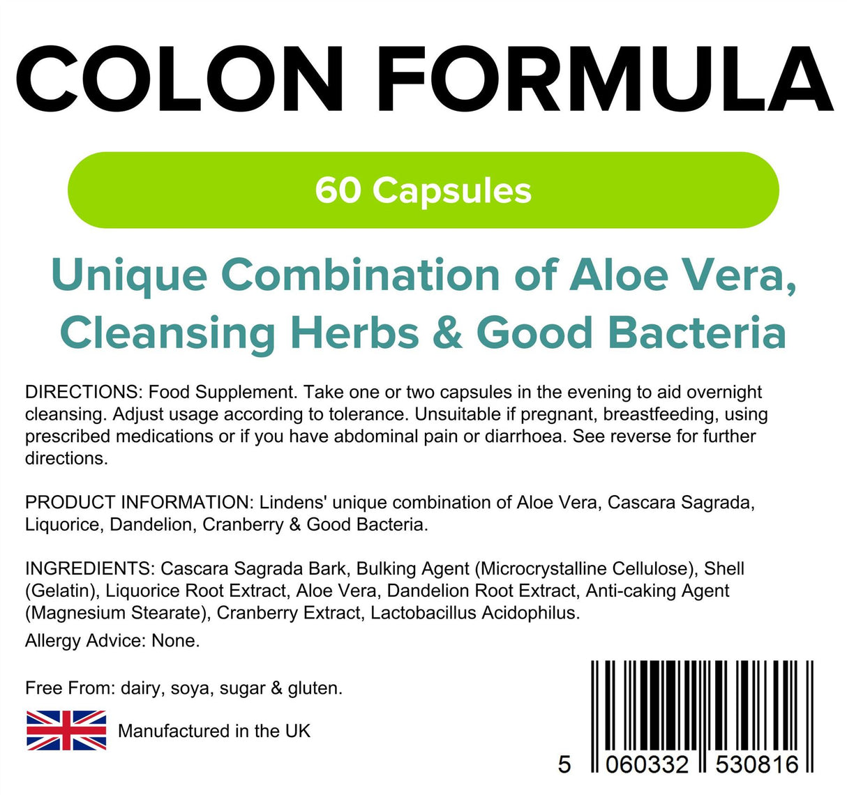 Lindens Colon Formula - 60 Capsules