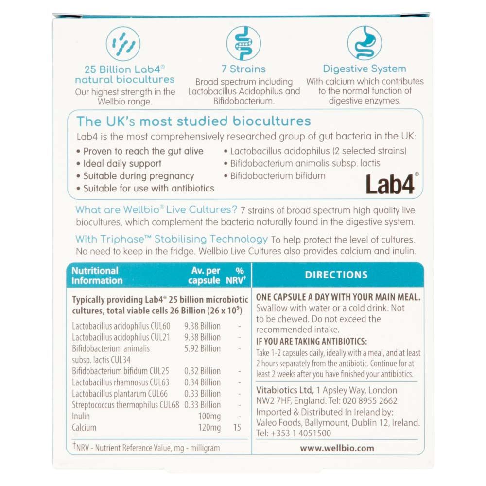 Vitabiotics Wellbio Live Cultures 25 Billion Microbiotic Cultures Extra Strength - 30 Caps