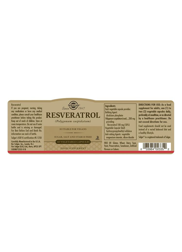 Solgar Resveratrol 100 mg - 60 Vegicaps