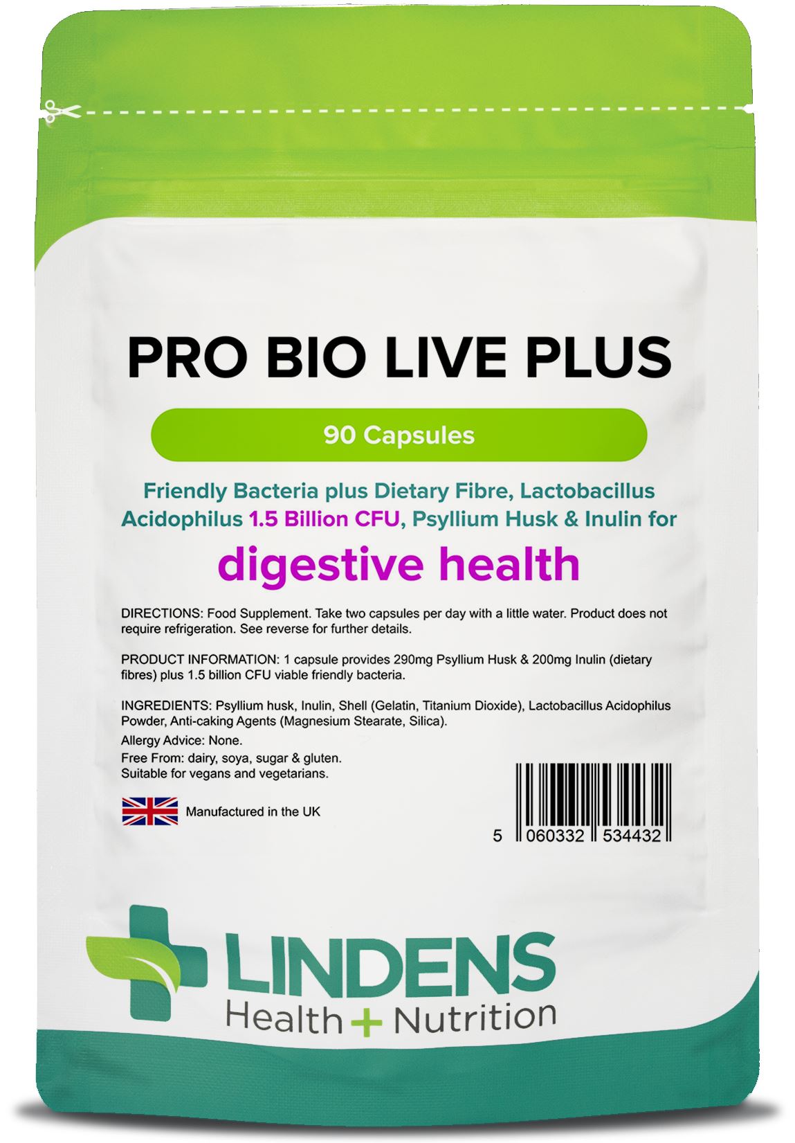 Lindens Pro Bio Live Plus - 90 Capsules