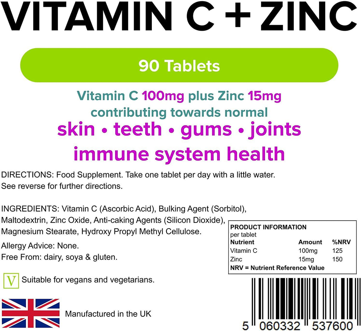 Lindens Vitamin C+ Zinc - 90 Tablets