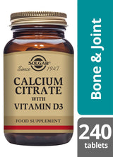 Solgar Calcium Citrate with Vitamin D3 - 240 Tablets