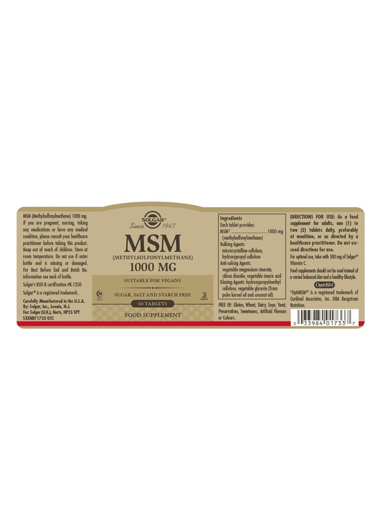 Solgar MSM 1000 mg - 60 Tablets