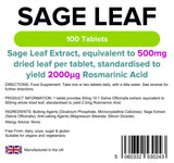 Lindens Sage Leaf 500mg - 100 Tablets