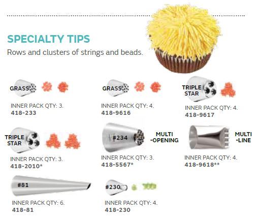 Wilton Specialty Cake Decorating Nozzle Icing Tips