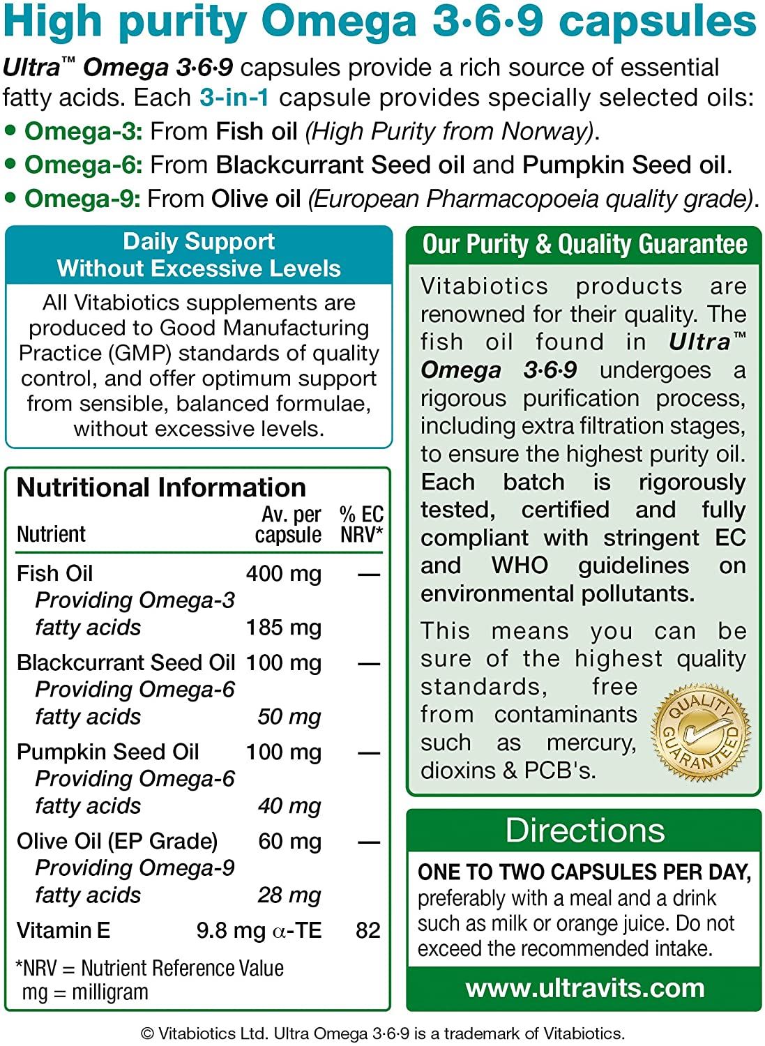 Vitabiotics Ultra Omega 3-6-9 3-in-1 Formula - 60 Capsules