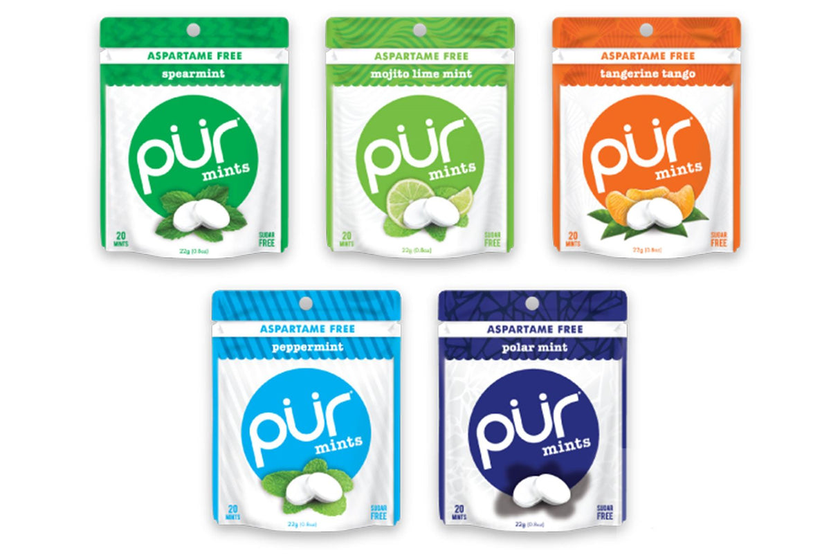 PUR Mints All Flavours - 12 Bags (240 Mints)