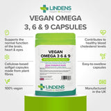 Lindens Vegan Omega 3 6 & 9 - 1000mg Flaxseed Oil - 90 Capsules