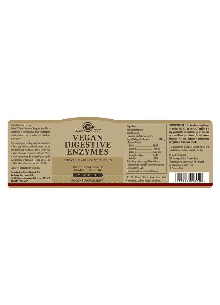 Solgar Vegan Digestive Enzymes - 250 Tablets