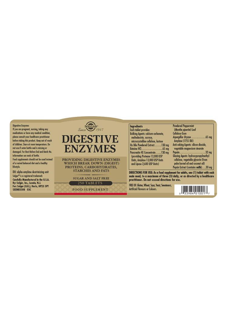 Solgar Digestive Enzymes - 250 Tablets