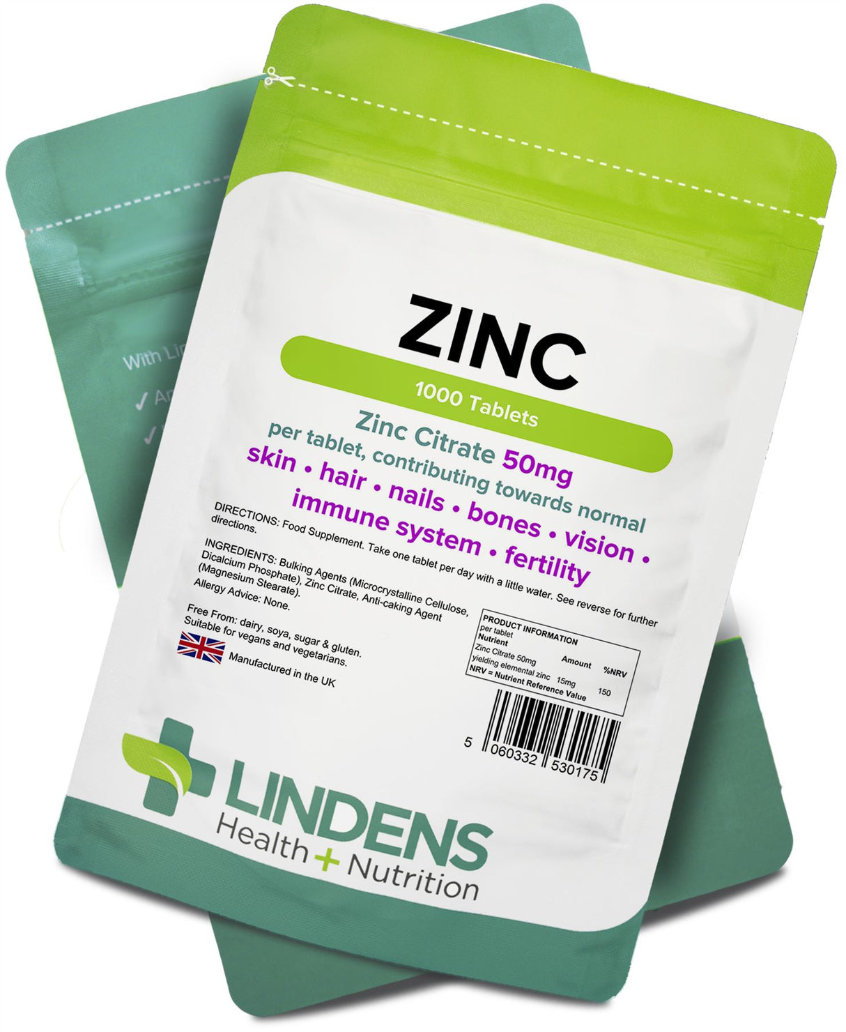 Lindens Zinc Citrate 50mg - 1000 Tablets