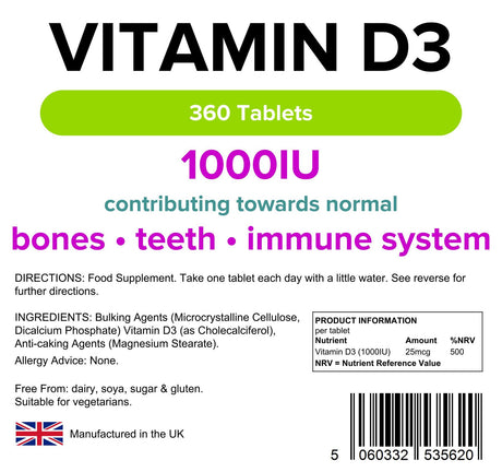 Lindens Vitamin D3 1000 IU - 360 Tablets