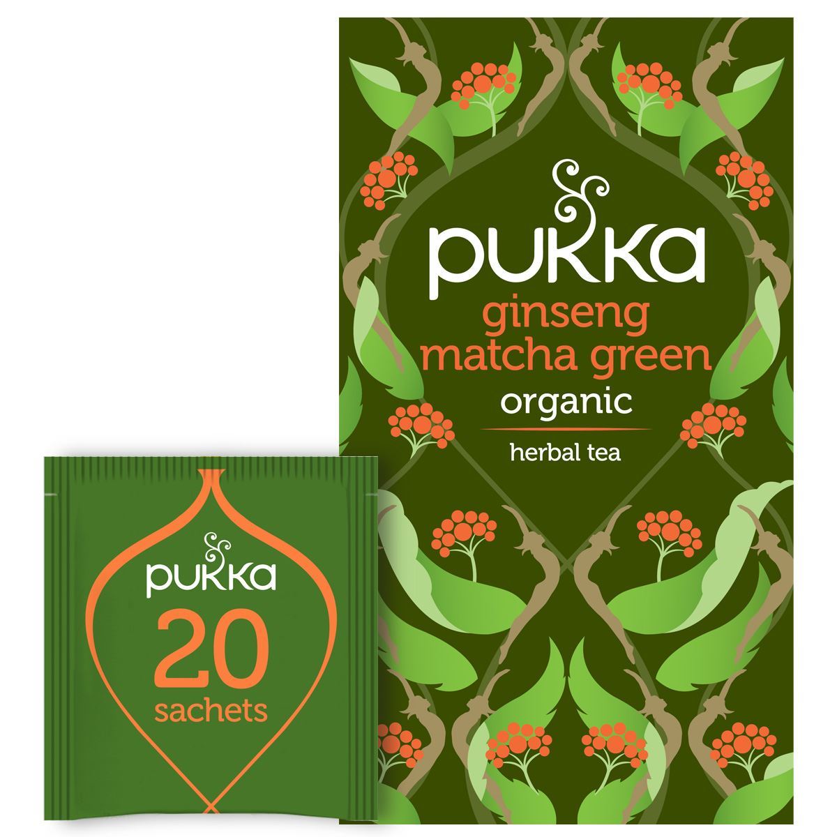 Pukka Herbal Organic Teas - Ginseng Matcha Green - Pack of 4