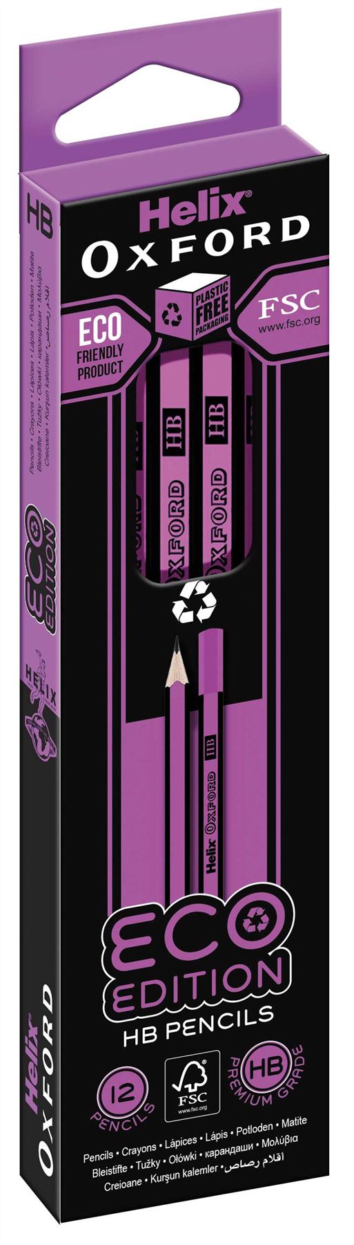 Helix Oxford Eco HB Pencils Pack of 12 - Pink